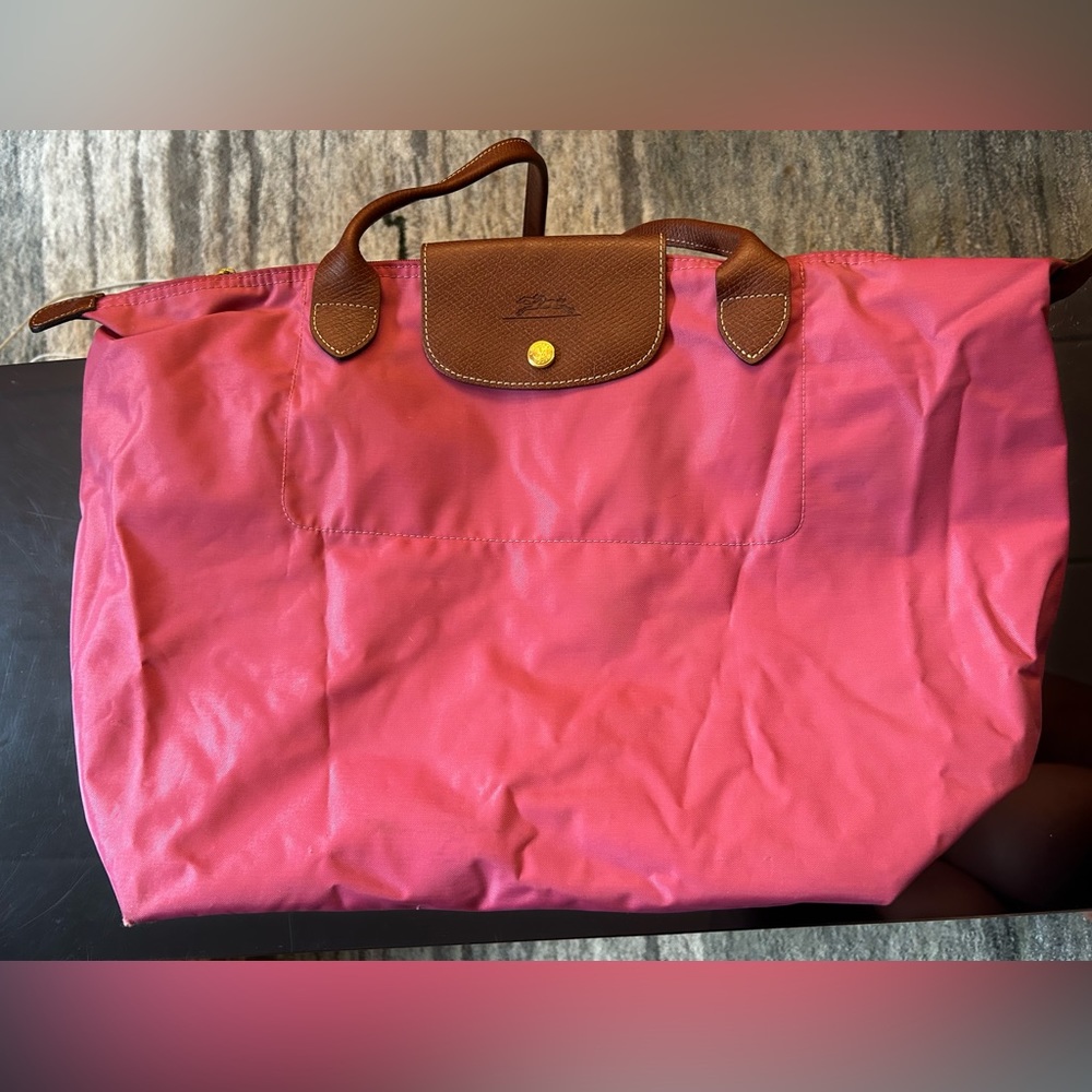 Pink Longchamp Le Pliage Medium Tote